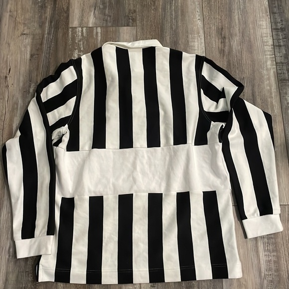 Reebok Mens Black Vertical Stripe Long Sleeve Polo - Picture 6 of 8